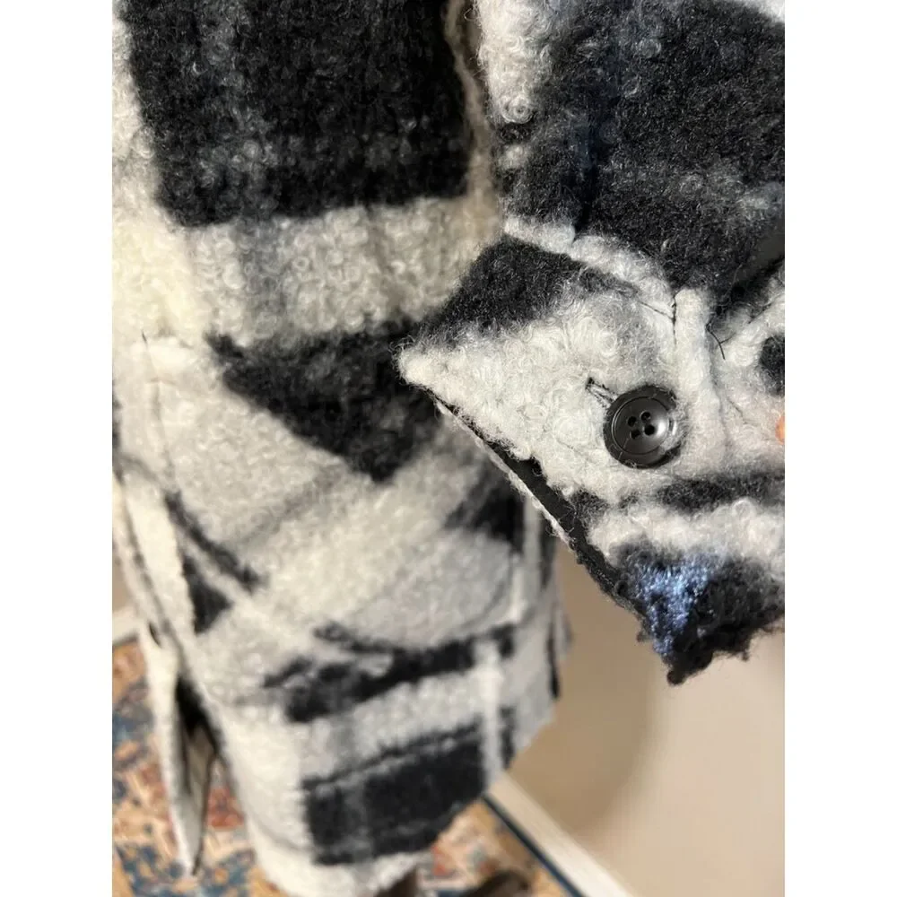 RD Style Black and White Checked Boucle Shacket. Size M.